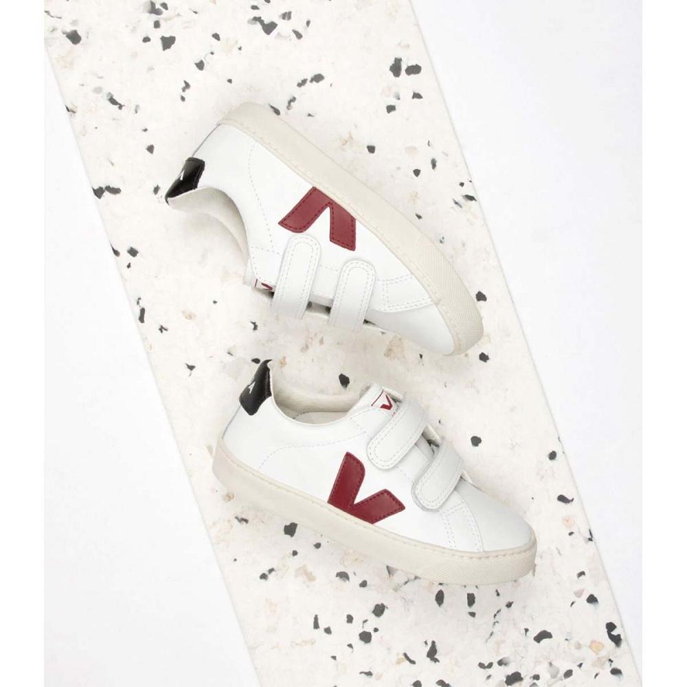 Veja ESPLAR LEATHER Sneakers Kinderen White/Black/Red | BE 819MQZ